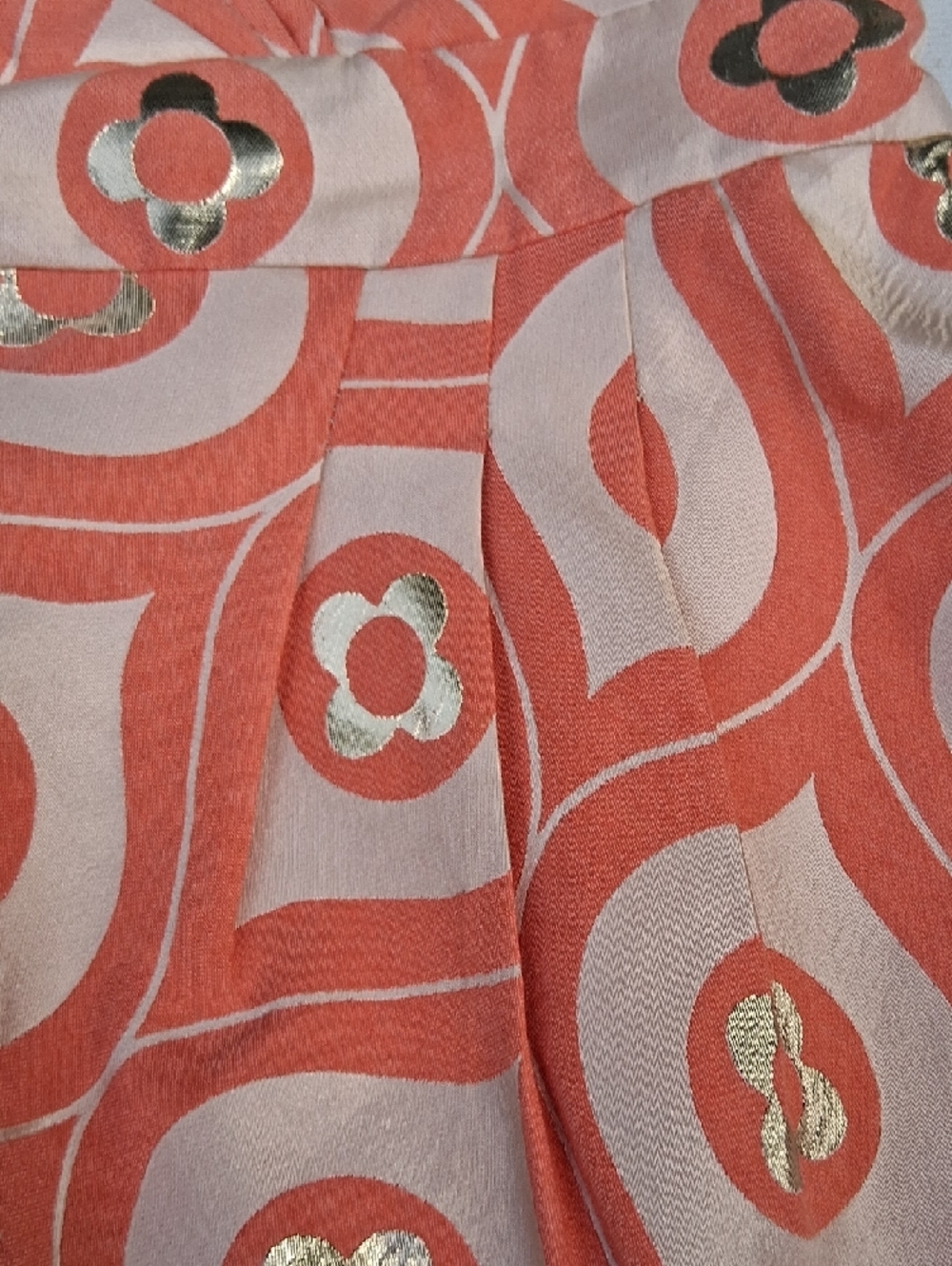 Tibi Coral and Cream Strapless Mini Dress with Gold Accents - Picture 9 of 14